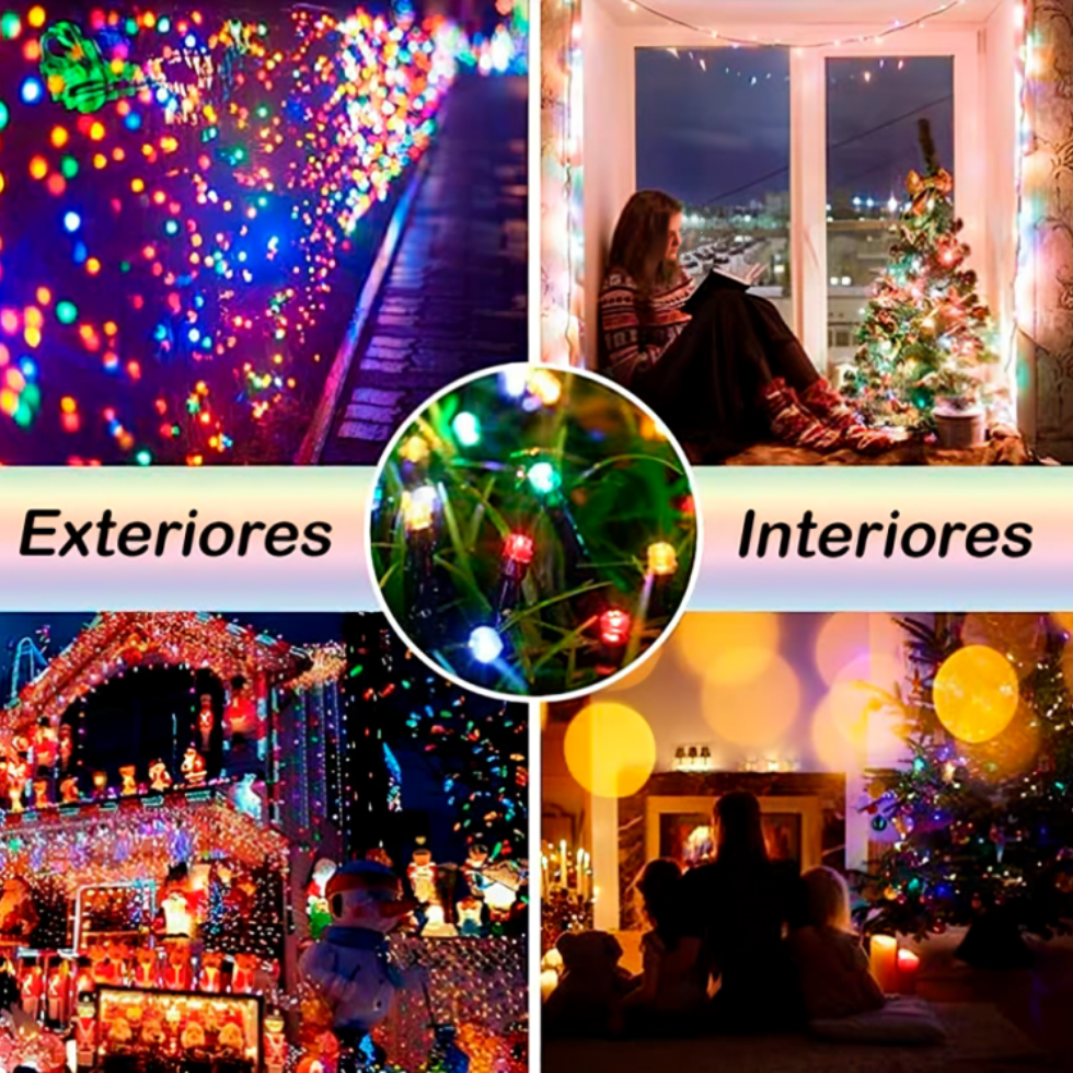 1x Luces LED Navideñas con Panel Solar 10 metros
