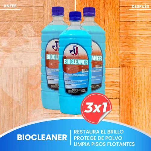 3X1 BIOCLEANER | POTENTE LIMPIADOR Y ABRILLANTADOR DE PISOS FLOTANTES