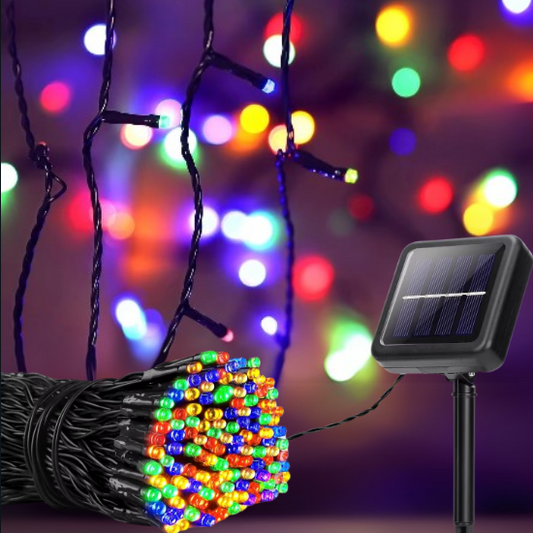 1x Luces LED Navideñas con Panel Solar 10 metros