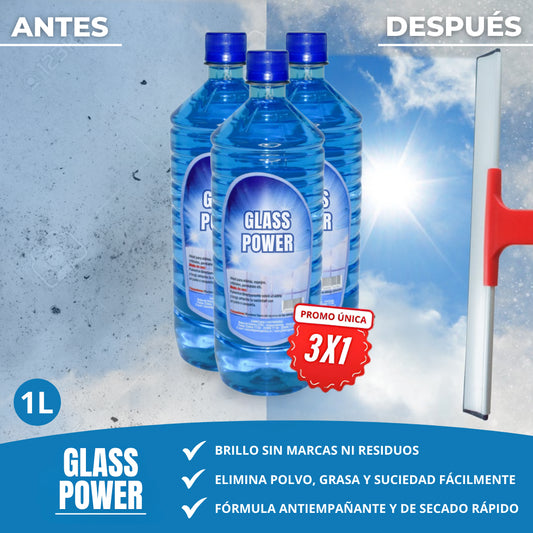 3X1 GLASSPOWER | POTENTE LIMPIADOR DE VIDRIOS ELIMINA MANCHAS DIFÍCILES