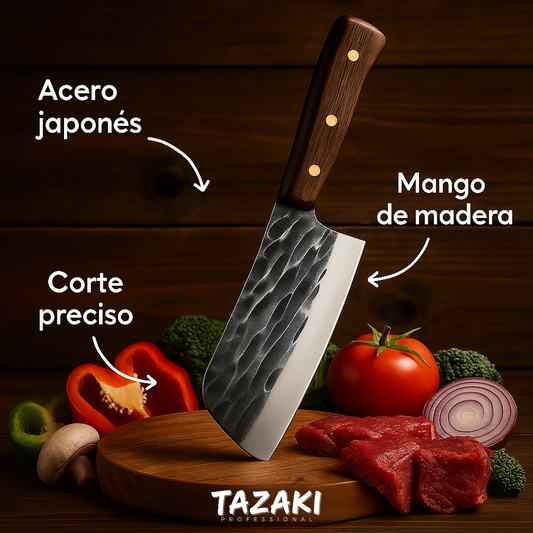 TAZAKI® | CUCHILLO PROFESIONAL JAPONÉS + GRATIS EBOOK CON 100 RECETAS EXCLUSIVAS