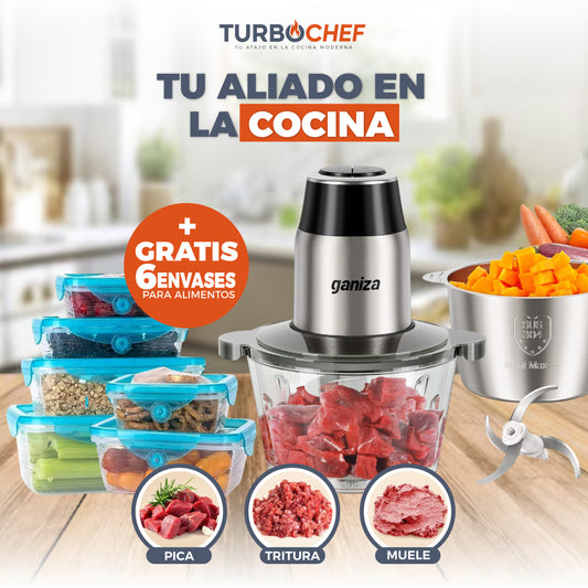 TURBOCHEF® | PICADORA PREMIUM + GRATIS 6 ENVASES PARA ALIMENTOS